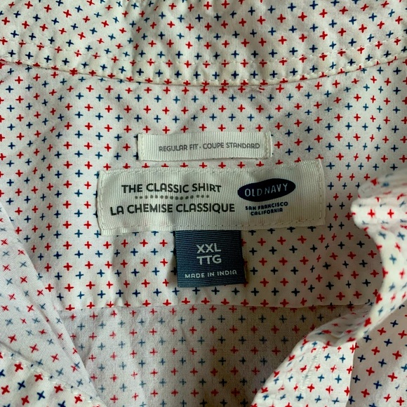 White Button Down Shirt w/ Red & Blue pattern - Picture 4 of 5
